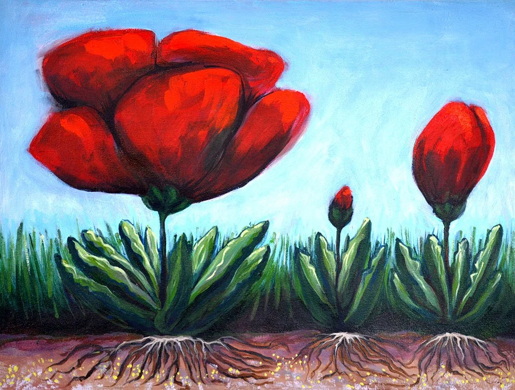 絵画 Ruby-red Flowers Red Flower – Real Flower Art